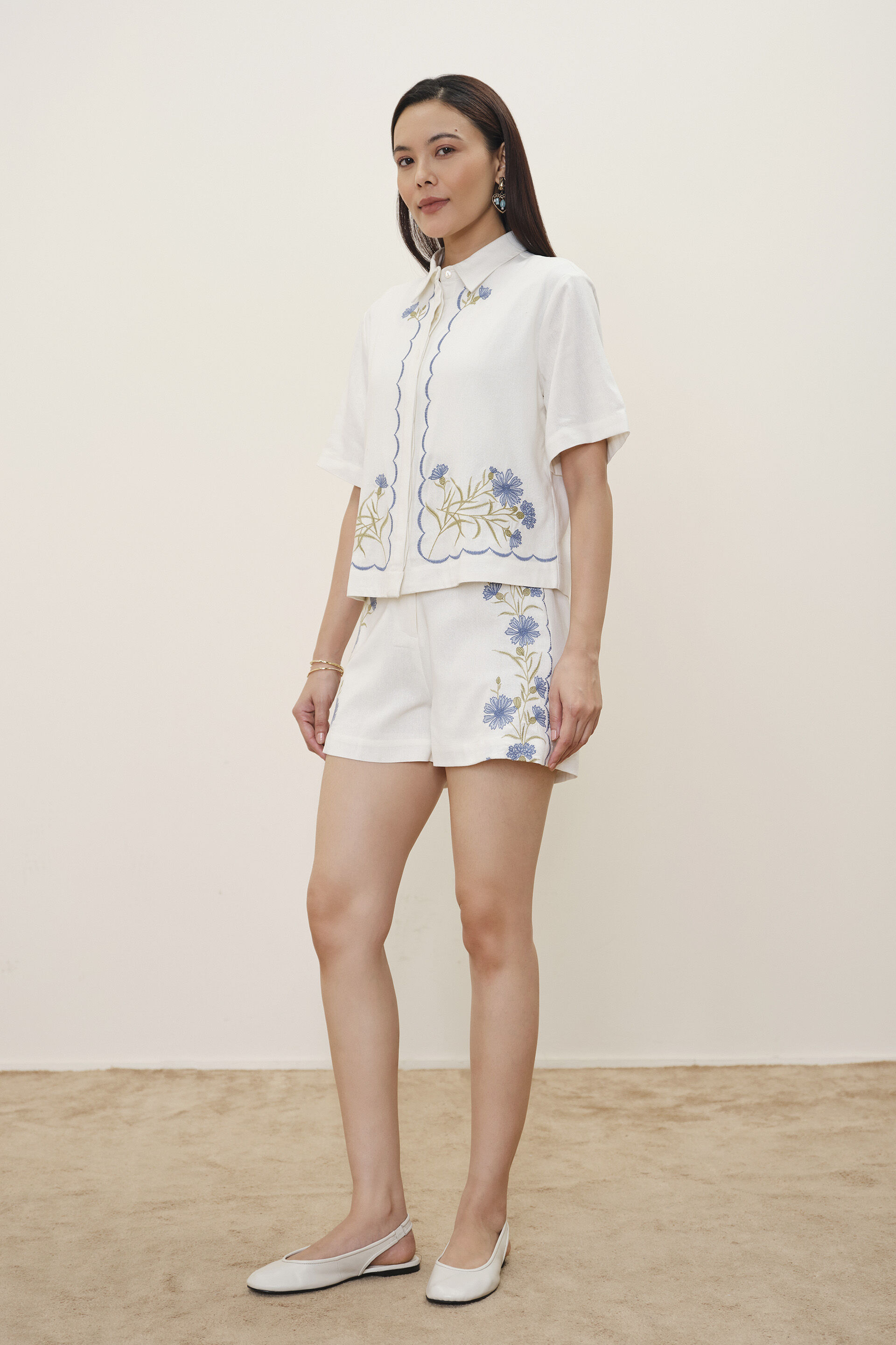 Lorelei Emboirdered Co-ords, White, image 2